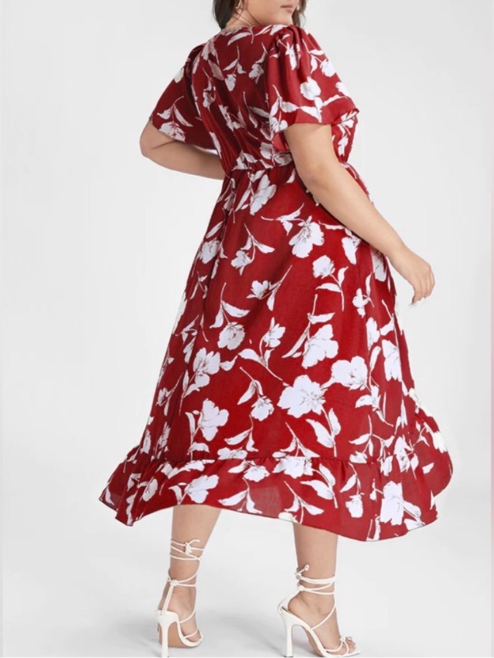 Plus-Size Red & White Floral Dress
